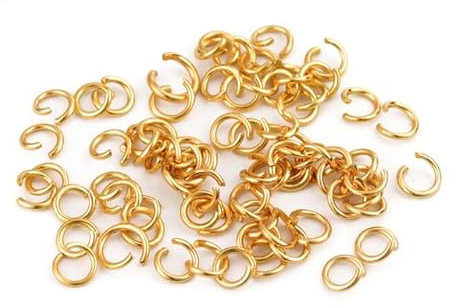 DC 200 Stück goldfarbene Biegeringe aus Edelstahl, Zubehör für Lieferanten, Verschlüsse für Halskettenverbinder, Kettenglieder, DIY-Schmuckherstellung, 1 x 6 mm