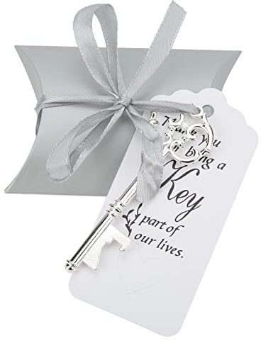 Sluffs Skeleton Key Bottle Opener,50Pack Wedding Candy Box Wedding Bridal Guest Favors with Vintage Keys Tags for Decoration Gift Birthday Wedding