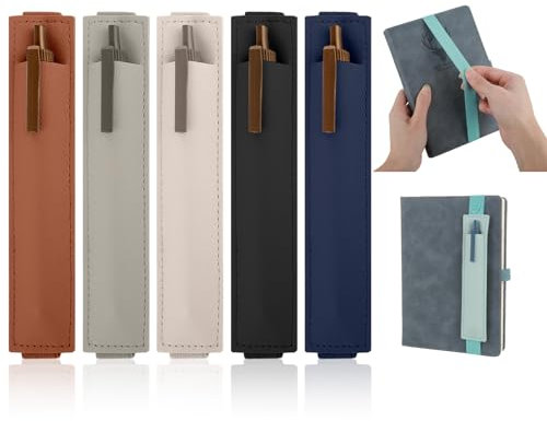 Gjinxi 6 Stück Stifthalter Notizbuch, Stifteetui Mit Elastisch Band, Wiederverwendbare Buch Pen Loop, Leder Stifthalter für Notizbuch Kalender Klemmbrett