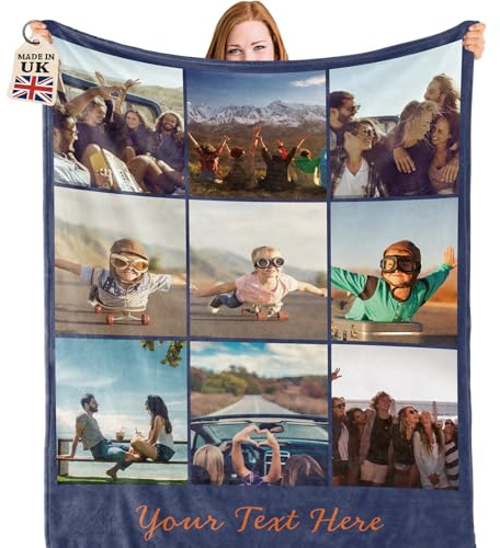 Bemaystar Personalised Blanket for Adults Kids - Personalised Gifts, Photo Blanket with Text, Custom Blanket, Gifts for Friends Family Dad Mum Pet Dog, Gifts for Birthday, Wedding