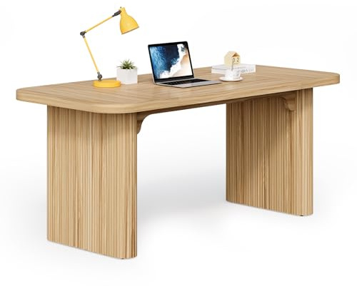 LITTLE TREE 62-Inch Home Office Computer Desk, Large Writing Desk with Textured Double Base, 5 ft Conference Meeting Seminar Table for Office