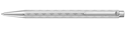 Caran d'Ache 849 ECRIDOR TRESSÉ Set Platinierter Kugelschreiber mit Messingschaft und Lederetui, Sonderedition, 8902.024