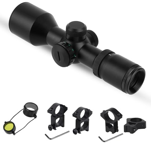 ToopMount 3-9x40 Optik Fernrohr ZF, kompaktes Monokular mit Objektivabdeckungen und 4X Montageringen, 25,4 mm 1 Zoll Rohrsucher, 650G's stoßfestes 1/4 MOA rot-grünes Absehen, grünes Mehrschicht
