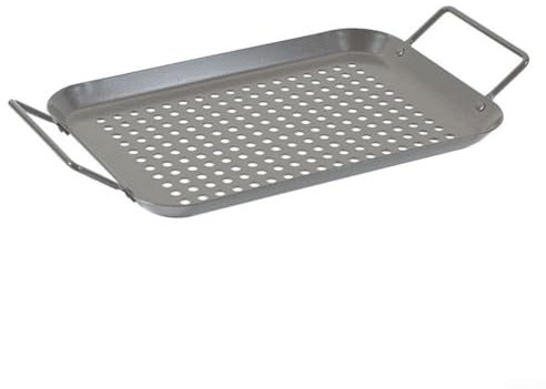 BBQ Grill Basket,Grilling Barbecue Steel Pan Tray, For Cooking Meat Fish Vegetables With Holes,Grill Tray With Handle,Non-stick for SURFACE