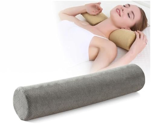 YOUGANG Nackenrolle, 60 cm, Memory-Schaum-Kissen zum Schlafen, Nacken- und Rückenstützkissen, rundes Nackenrolle mit abnehmbarem Bezug, Schmerzlinderung (Grau, 60 x 12 cm)