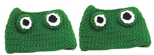 BESPORTBLE 2stücke Kreative Handgestrickte Mütze Für Katzen Und Hunde Weiche Grüne Plüschmütze s Für Kuschelige Wärme Und Süße Fotoshootings Für Partys Und Feiertage