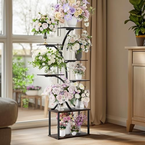 unho Porte Plante Intérieur en Fer: Étagère Plante à 7 Niveaux Support Pot de Fleurs de 151 cm de Haut Meuble Plantes pour Salon Chambre