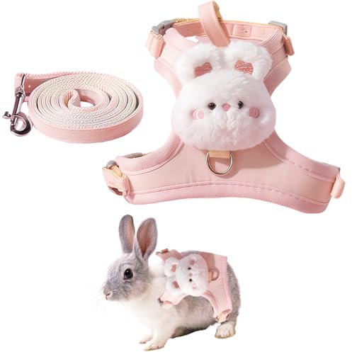 Kaninchen Leine, Katzenleine, Katzen Geschirr Set mit Leine, Adjustable Rabbit Lead, Geschirre und Leinen Haustiere, für Hasen Zwergkaninchen Kleintierspaziergang, S