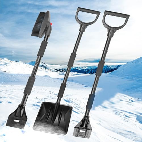 Pelle à Neige Pliable pour déneigement de Voiture, grattoir à Glace pour Pare-Brise de Voiture, Anti-Rayures, Poussoir à Neige rétractable, Parfait pour Le Jardin, Le Camping, Le Bonhomme de