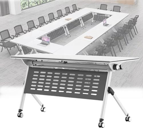 Konferenztisch, Klappbare Besprechungstische, Mobiler Tisch mit Rollen, 8–12 Personen, Klapptisch for Besprechungen, Schulungen, Büro, Lesen, Lernen, Empfang, 4 Stück