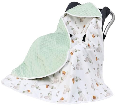 Miracle Baby Einschlagdecke Babyschale Sommer Baumwolle Reversible Decke Universal Kuscheldecke 90x90cm für babyschale Kinderwagen mit 8 Punkt Gurt Löcher
