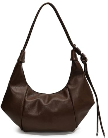 Borsa a mezzaluna for donne borse for gnocchi a cinghia regolabile PU in pelle Solid Color Handbag Crush Casina for viaggi di lavoro (marrone)