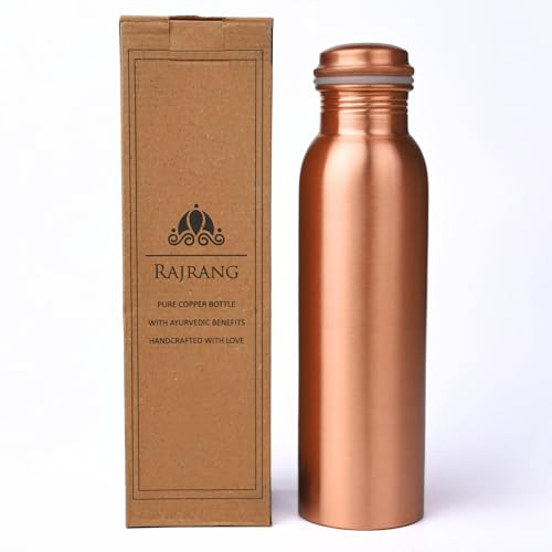 RAJRANG Kupfer-Trinkflasche, 1 Liter, handgefertigt, ideal für Zuhause, Büro und Reisen. 1000ml