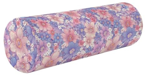 EtherSpher Nackenkissen für Eltern, schönes rosa lila Blumen, Nackenkissen mit Reißverschluss, runde Kissenbezüge, Zylinderkissen, runder Nackenrollenbezug mit Reißverschluss, almohadas para Cervical