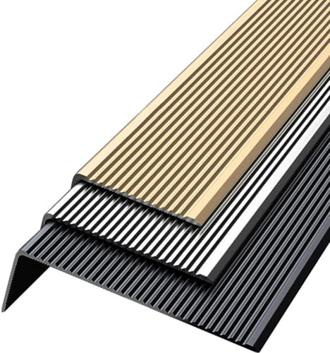 Selbstklebend Abschlussleiste, Treppenkantenprofil, Aluminium Treppenwinkel-Profil Abdeckleiste 90 cm, Eloxierte Stufenkantenprofil, Bodenprofil Ungelocht zum Kleben, Treppenwinkel Treppenprofil(Gray,