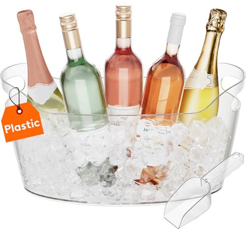 Lifewit Secchiello Ghiaccio Grande 6.5L, Porta Ghiaccio Portatile con Cucchiaio Set di 1, Cestello Ghiaccio per Bottiglie in Plastica per Vino, Cocktail, Bevande, Birra