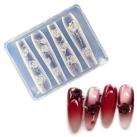Moule multifonction en silicone transparent pour sculpter des ongles en résine florale 3D délicate et nail art