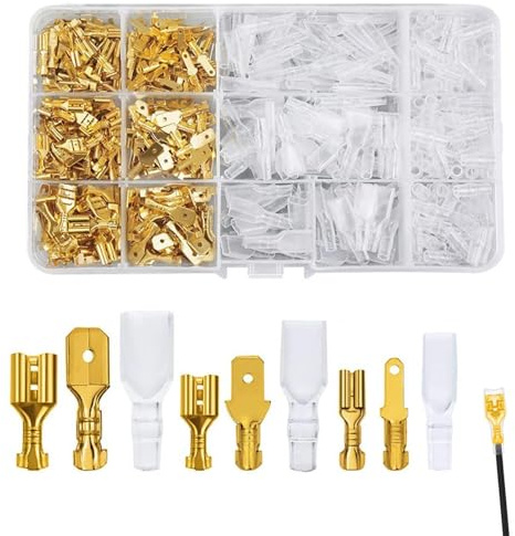 315 Stück Kabelschuhe Set,2,8 Mm 4,8 Mm 6,3 Mm Kabelstecker Set,Kabelschuhe, Kabelschuhe Flachstecker,Flachsteckhülsen Set,Für Car Audio Lautsprecher