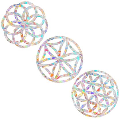 PartyKindom Mandala Sun Catcher Window Cling Sticker Pvc Anticollision Rainbow Prism Bird Protection Decorative Vinyl for Living and Cabinet Windows