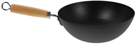 Mobestech Olla Pequeña De Hierro Forjado Sartén Wok Tradicional Para Cocina Casa Wok De Hierro Para Estufa De Inducción