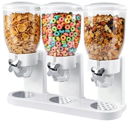 Juego de 3 dispensadores de cereales, encimera, 2 L, triple distribuidor para encimera, dispensador de cereales, recipiente hermético para cereales, arroz, granos, dulces, granos de café