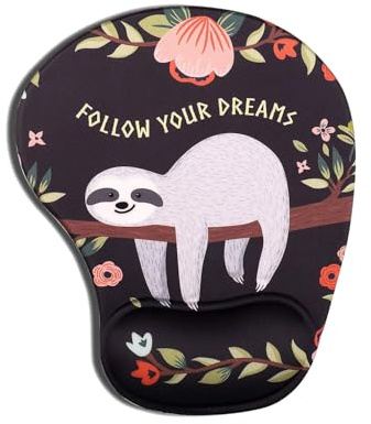 ELLENNE Tappetino Mouse Gel Mousepad Poggiapolso C1-Follow your Dreams | Tappetino con cuscino in Gel per Mouse | Ergonomico con Poggiapolso| Comodo, Antiscivolo e lavabile | Mousepad