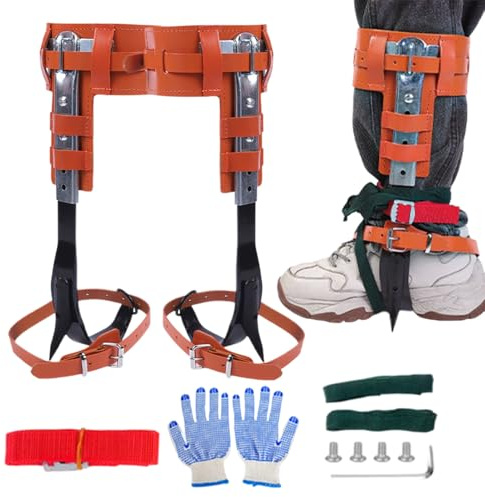Generisch Baumklettereisen Für Klettern - Rindsleder Baumpflege Klettereisen,Höhenverstellbar Für Baumpflege Gartenarbeit Obstpflücken Outdoor-Aktivitäten