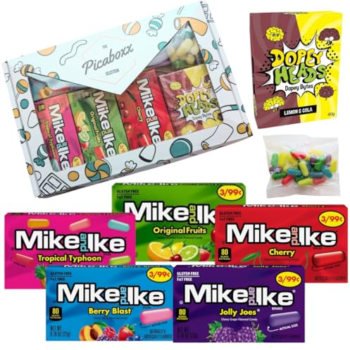 Picaboxx | Dopey Bytes and Mike & Ike Assorted Candy Variety Gift Box | Fruity Chewy and Crunchy Sweets Variety Pack | Premium Assorted Candy Gift | Perfect Treat Box for Sharing, Gifting