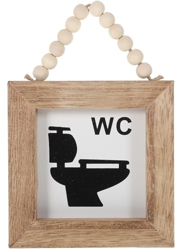 PACKOVE Panneau Mural Suspendu en Bois pour Toilettes Wc, Décoration Murale Rustique pour Salle de Bain, Panneau Imprimé Vintage, Décoration Suspendue pour Maison et Hôtel, Style Ferme