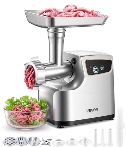 VEVOR Electric Meat Grinder, 5 Lbs/Min Capacity, #8 Meat Mincer with 3 Grinding Plates, 3 Sausage Stuffing Tubes & Kubbe Kit, 700W/0.77HP Sausage Stuffer Maker for Home Kitchens, ETL Listed