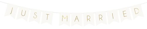 PartyDeco Hochzeit Banner Mit Just Married Inschrift - Braut Dekoration Gold Girlande für Braut und Bräutigam