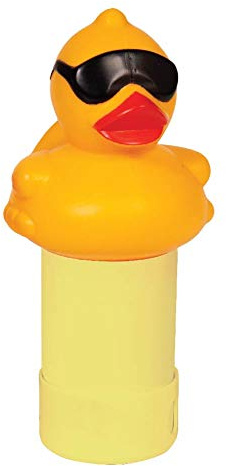 GAME Solar Light-Up Floating Pool Chlorine Dispenser – Derby Duck Design, Adjustable Control Ring, Holds Up to 3 x 1” Chlorine Tablets, for Above-Ground & In-Ground Pools