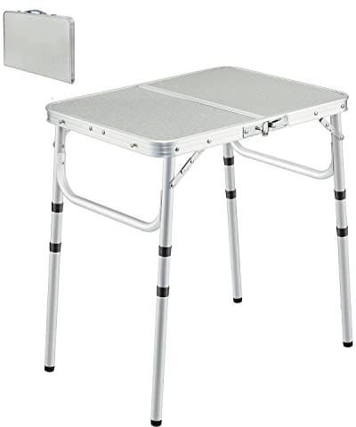 REDCAMP Small Folding Camping Table 2ft, 3 Adjustable Height