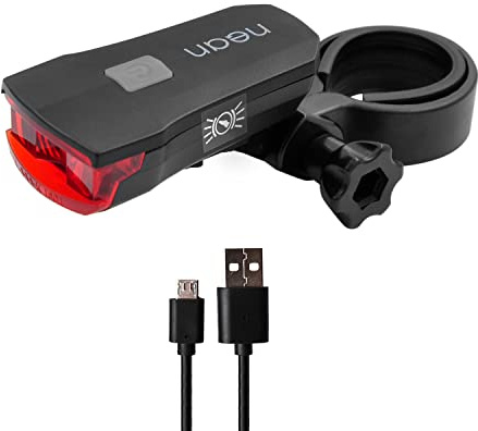 nean Fahrrad Akku LED Rücklicht mit Bremsanzeige, Rückleuchte mit Bremslicht, Fahrradlicht mit StVZO-Zulassung, Outdoor Rückstrahler, Heck Lampe 6 Candela, rot