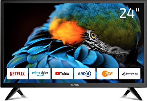 DYON Smart 24 XT - 60 cm (24 Zoll) Fernseher (HD Smart TV, HD Triple Tuner (DVB-C/-S2/-T2), Prime Video, Netflix & HbbTV)