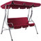 BAKAJI Hollywoodschaukel für den Garten, 3-Sitzer, mit verstellbarem Sonnendach, Gestell aus Stahl, Sitzfläche aus Oxford-Gewebe, Maße 170 x 110 x 153 cm (rot)