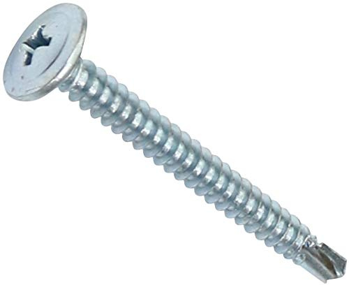 AERZETIX - C44677 - Satz von 100 Blechschrauben selbstbohrenden Ø4.2x41mm mit große linsenkopf - mit PH kreuzschlitz - aus verzinktem stahl - befestigung blech metallisch dachrinnen - farbe silber