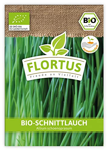 FLORTUS BIO Schnittlauch | Kräutersamen | Schnittlauchsamen | Bio Saatgut aus Pflanzensamen | Samen zur Anzucht für Garten, Balkon, Küche & Fensterbank