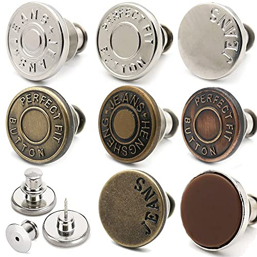 8pcs Fit Hosenknöpfe Zum Stecken, Abnehmbar Instant Knöpfe no Sew Instant Knöpfe, Einstellbare Metallknöpfe Können Die Taille Einer Hose in Wenigen Sekunden um 1 Zoll Vergrößern Oder Verkleinern