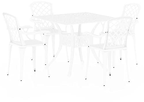 vidaXL Bistroset 5-TLG. Balkonset Gartenmöbel Balkonmöbel Sitzgruppe Gartenset Gartentisch Gartenstuhl Stühle Tisch Aluminiumguss Weiß
