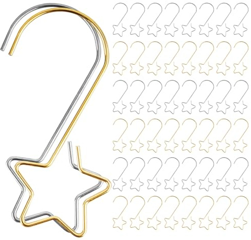 Adorfine 120 Stück Kugelaufhänger Gold Stern S Haken Weihnachtsbaum Haken Weihnachtsbaumschmuck Christbaumkugeln Aufhänger Perfekt für Deko-Anhänger