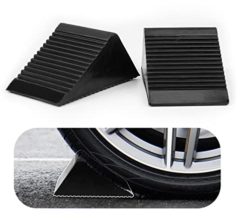 Alpinista Wheel Chocks for Motorhome Caravan Chocks Rubber Stoppers for Cars Trailer Vehicles Black Pack of 2