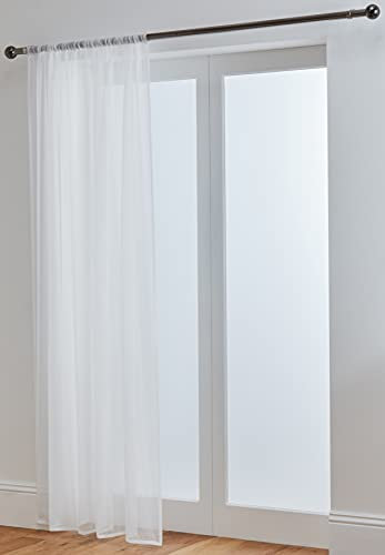 John Aird Lucy Voile Curtains - Rod Pocket Slot Top - Net Curtains - 1 Panel (White, 58 Wide x 90 Drop)