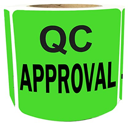QC Approval Labels,2 Inches Fluorescent Green QC Approval Labels/Stickers,Inventory Quality Control Stickers(Pack of 500)
