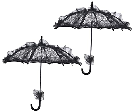 2 Stücke Hochzeit Regenschirm Spitze, Blcak Spitze Sonnenschirm Regenschirm Dekoration Regenschirm Vintage Spitzenschirme für Teeparty Hochzeit Braut