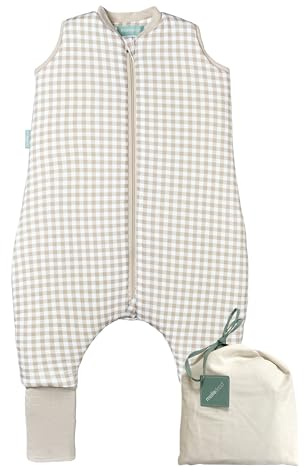molis&co - Baby Schlafsack mit Füßen und Socke - Ideal für den Winter - Babyschlafsack mit Beinen 2,5 tog - 100% Baumwolle (Oeko-TEX 100), Premium Qualität - Vichy Beige (70 cm)