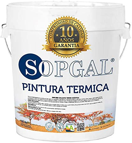 Sopgal Peinture thermique anti-chaleur pour façades (15 L - Nuancier RAL) - Isolante et performante. Abaisse la température intérieure du bâtiment et réfléchit le rayonnement solaire.