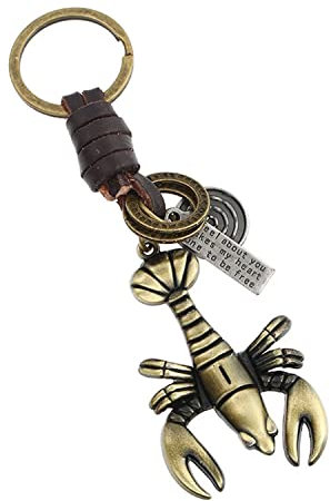 ZDHC Karabiner-Schlüsselanhänger, geflochtenes Lederseil, Schlüsselanhänger, Legierung, Marine-Tier-Anhänger, Autoschlüsseltasche, Geldbörse, Charms für Frauen und Männer, bronze, One size