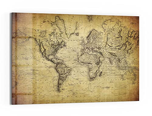 DEQORI Glas-Magnettafel | 60x40 cm groß | Motiv Alte Weltkarte | Memo-Board aus Glas | Magnetboard inkl. Magnete, Stift & Tuch für Küche & Büro | Tafel magnetisch & beschreibbar