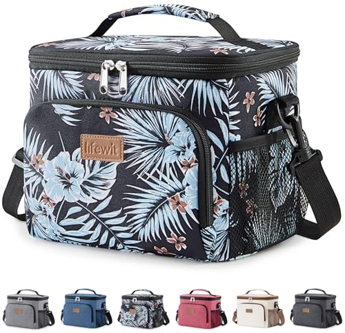 Lifewit Borsa Termica Porta Pranzo, Borse Frigo Piccola Pranzo Ufficio per Uomo e Donna, Impermeabile Lunch Bag con Tracolla, Frigoriferi da Campeggio per Lavoro, Mare, Viaggio, Floreale, 9L